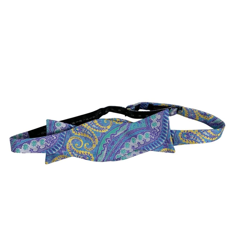 HISDERN Pre-Tied Bow Tie Adjustable Paisley Silk Handmade Patterned